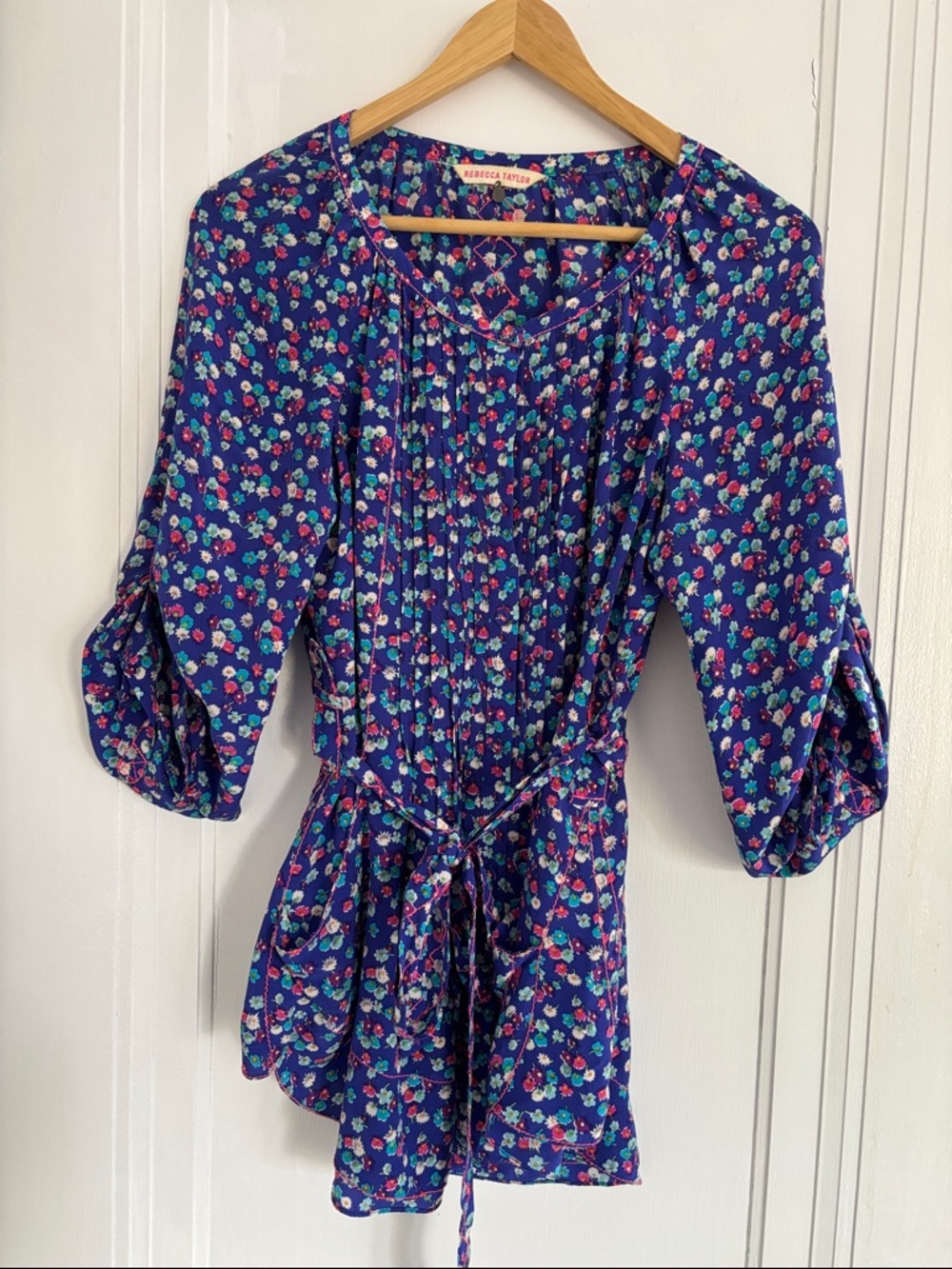 Rebecca Taylor Floral Garden Silk Belted Blouse